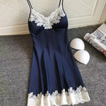 Sexy WomenSilk Robe Dress Nightdress Soft Lace Casual Nightgown Straps Sleepwear Nightdres