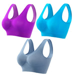 3Pcs/Set Women Seamless Knit Tank Sports Bra Solid Color Bralette Top Wide Strap Integrated Lining Without Pads Lingerie S-5XL