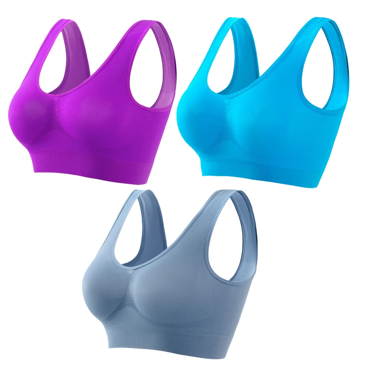 3PCS/Set Seamless Bras For Women Unwired Brassiere No Pads Crop Top Soft Sports Tank Bras Solid Color Female Sexy Lingerie Vest