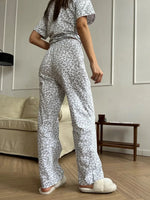 New Women's Sleepwear Two-Piece Set Summer Hot Item Leopard Print Girl Simple Casual Comfortable Home Suit Set T-Shirt Pants