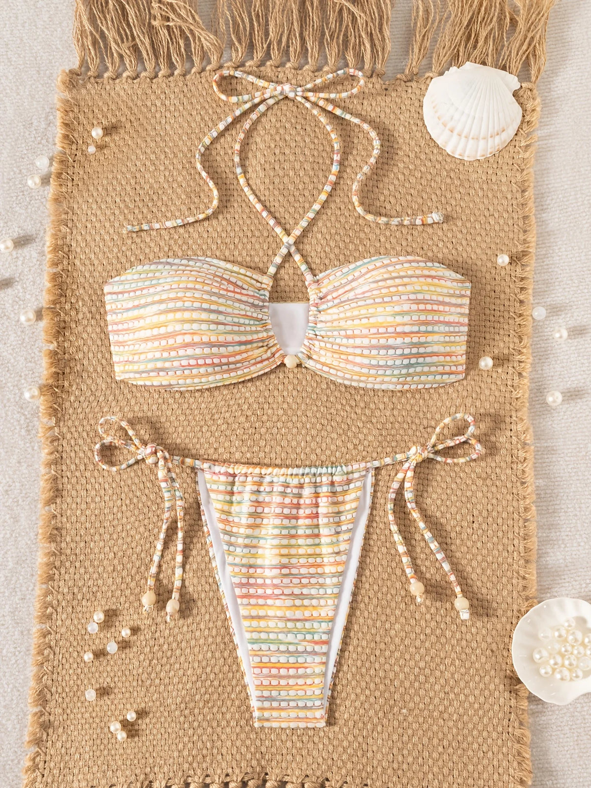 ZTVitality Sexy Tie Dye Bikini Set 2026 New Arrival Padded Bra Halter Bandage Seimsuit Women's Swimwear Summer Tow-Piece Biquini