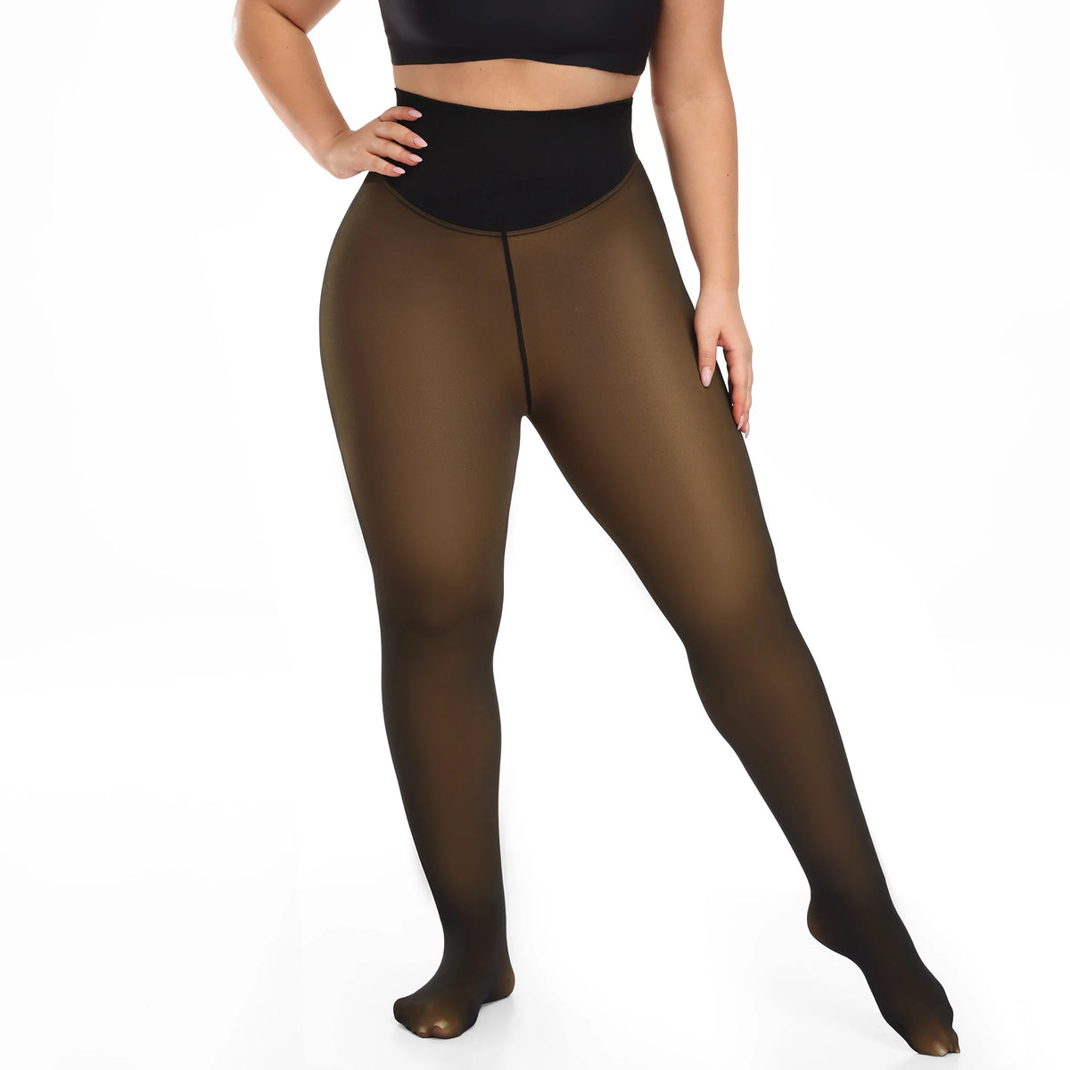 1pc Thermal Stockings Women Fleece Lined Tights Warm Winter High Waist Sexy Translucent Black Pantyhose Thermal Legging Tights
