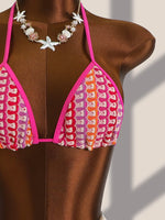 Sexy Colorful Striped Bikini Set Women Push Up Bra Thong Swimsuit 2026 Summer Bathing Suit Beach Mesh Cover Up 3 Piece Swimwear