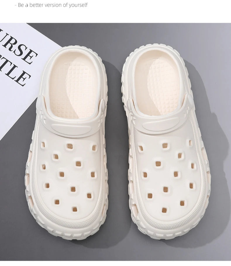 Men Summer Slippers Close Toe Leisure Clogs Soft EVA Anti-slip 2 Way Wear Shoes Couples Indoor Beach Slides Street Sandals