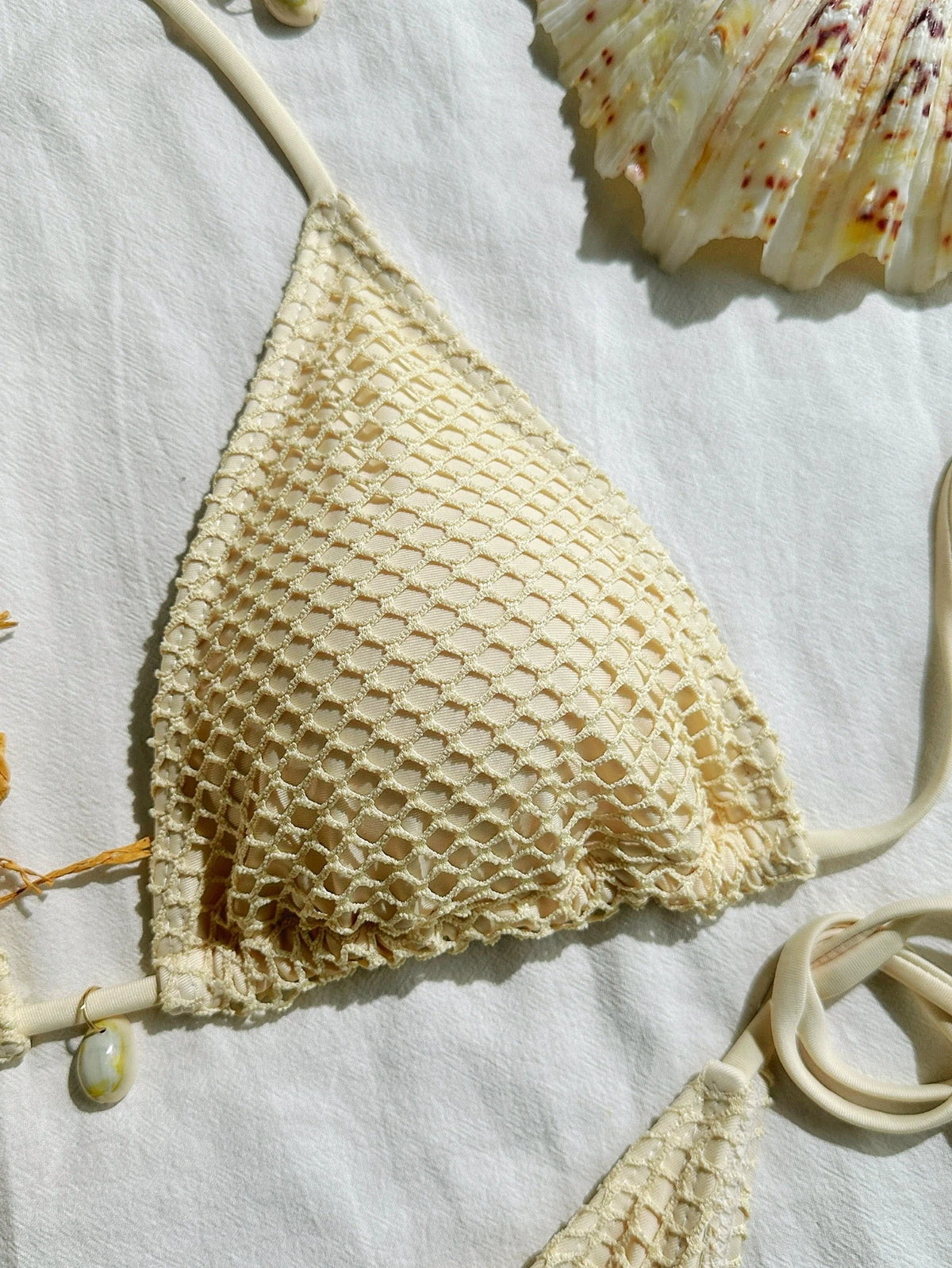 DEKA White Shell String Bikini Women Luxury Push Up Bra Tie Side Thong Swimsuit Brazilian Beach Bathing Suit Micro Swimwear