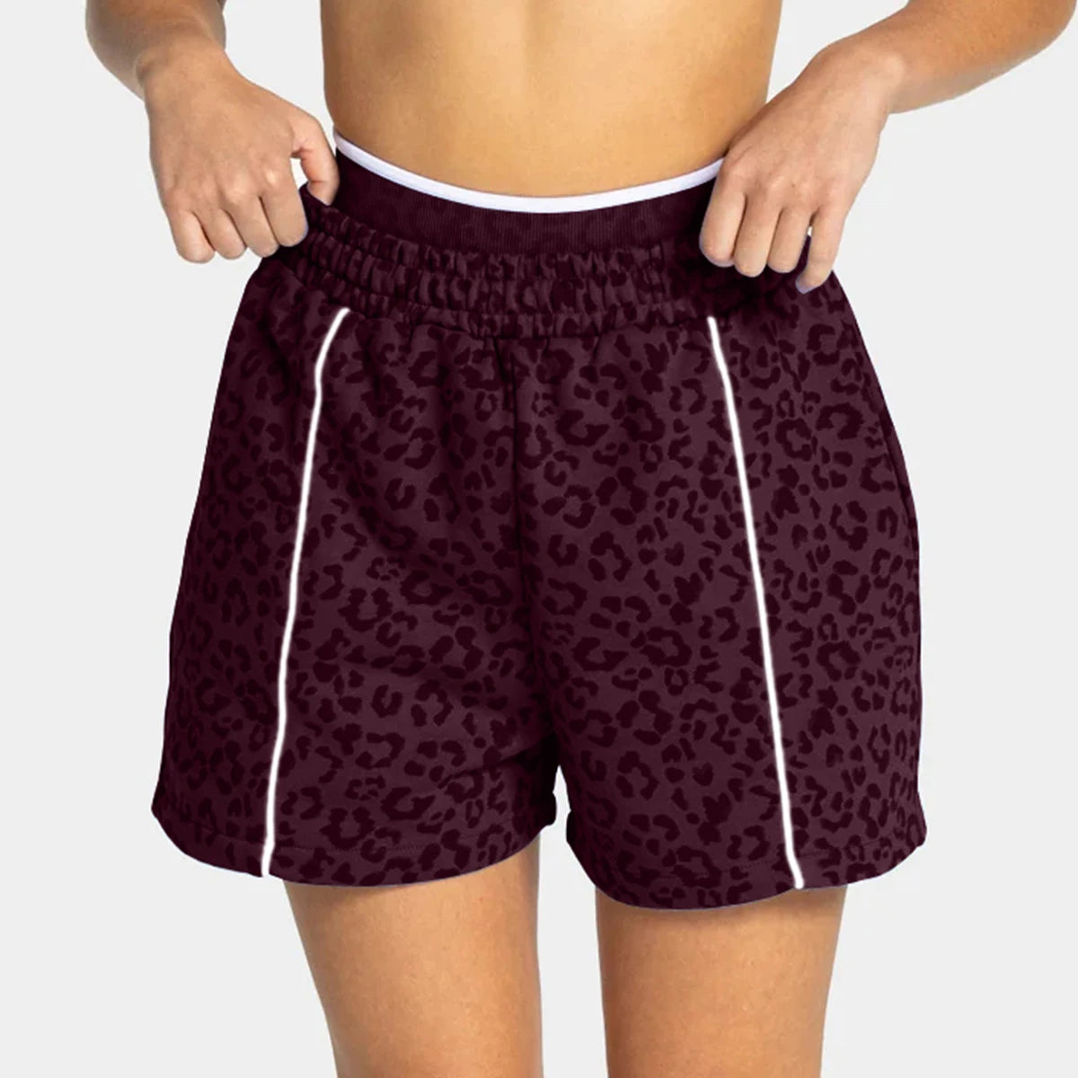 Women Leopard Print Yoga Shorts 3/4 Length Sports Fitness Running Workout Pant Ladies Casual Activewear