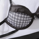 Toucheart Sexy Lingerie Suit for Women Sexy Bra Set Fashion Plaid Patchwork Sexy Lingerie Four-piece Set Women's Underwear Set