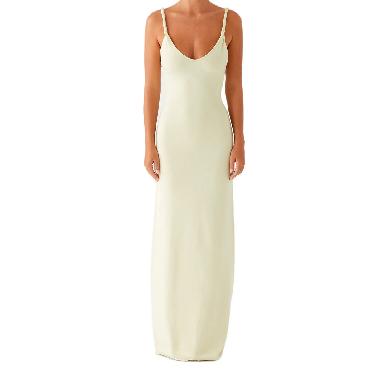 Women Sleeveless Summer Solid Color Twisted Straps Dresses V-Neck Backless Party Club Vacation Beach Long Dresses