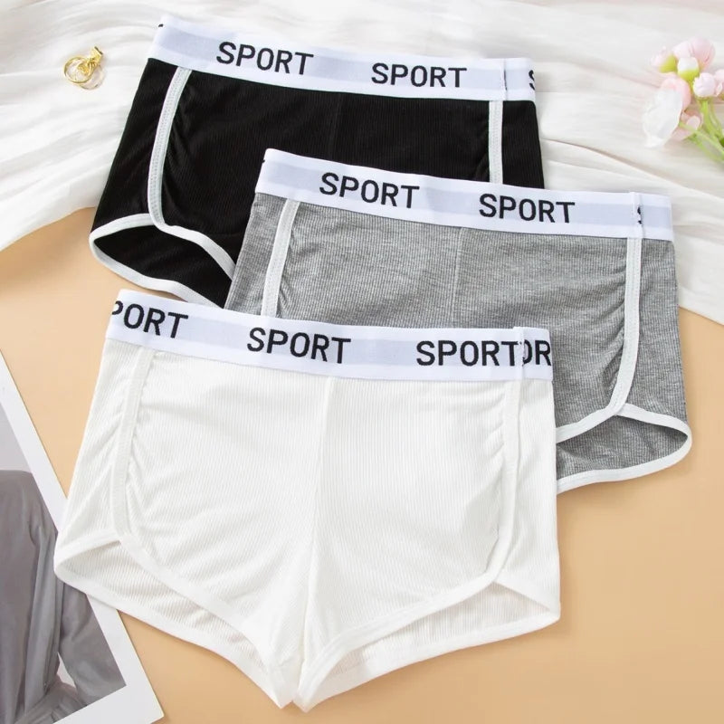 Fashion Letter Waistband Seamless Casual Short Panties Comfort Ribbed Ladies Boyshort Summer Daily Basic Stretch Underwear