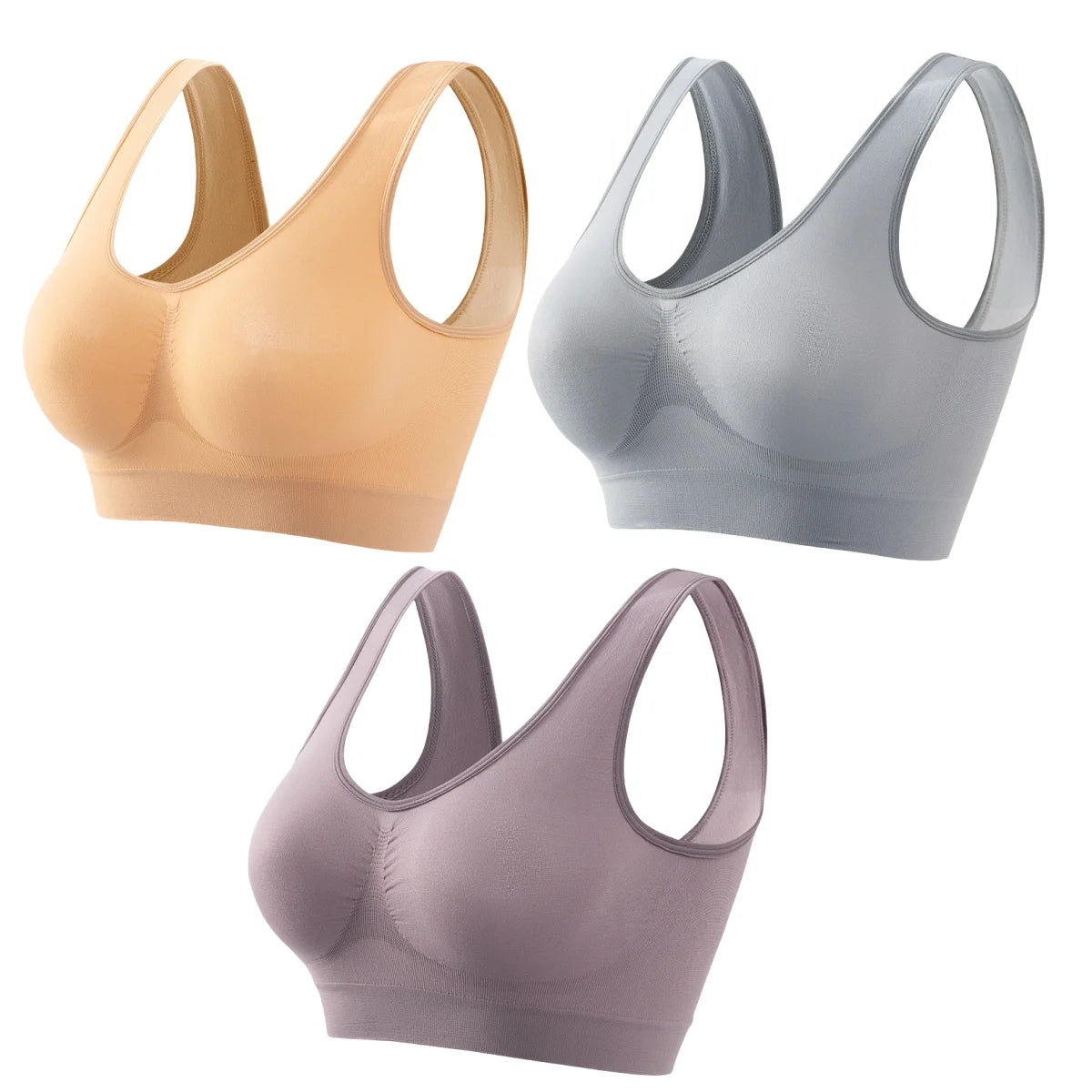 3PCS/Set Seamless Bras For Women Unwired Brassiere No Pads Crop Top Soft Sports Tank Bras Solid Color Female Sexy Lingerie Vest