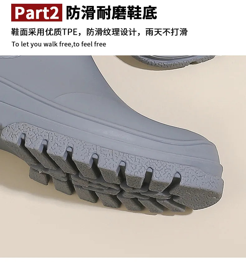 Rain Boots Women Garden Galoshes Waterproof Rubber Chelsea Boot Female Non-slip Rainshoes Fishing Water Shoes Botas Lluvia Mujer