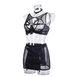 Toucheart 5-Pieces Erotic Lingerie Sexy Hip Skirt For Women Mesh Patchwork Hollow Out See-Through Lure Garters Underwear Suit