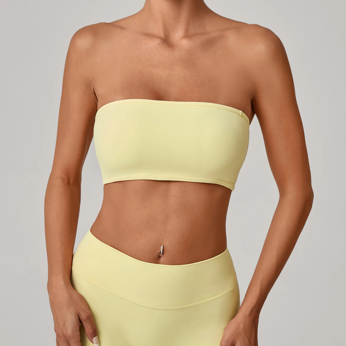 Padded Backless Bandeau Sports Bra Gym Women Crop Tube Top Seamless Yoga Top Sexy Workout Sportswear Push-up Fitness Underwear