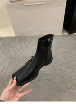 Designer Vintage Women Ankle Boots Fashion Square Toe Shoes Spring Autumn Flats Ladies Short Booties 2025