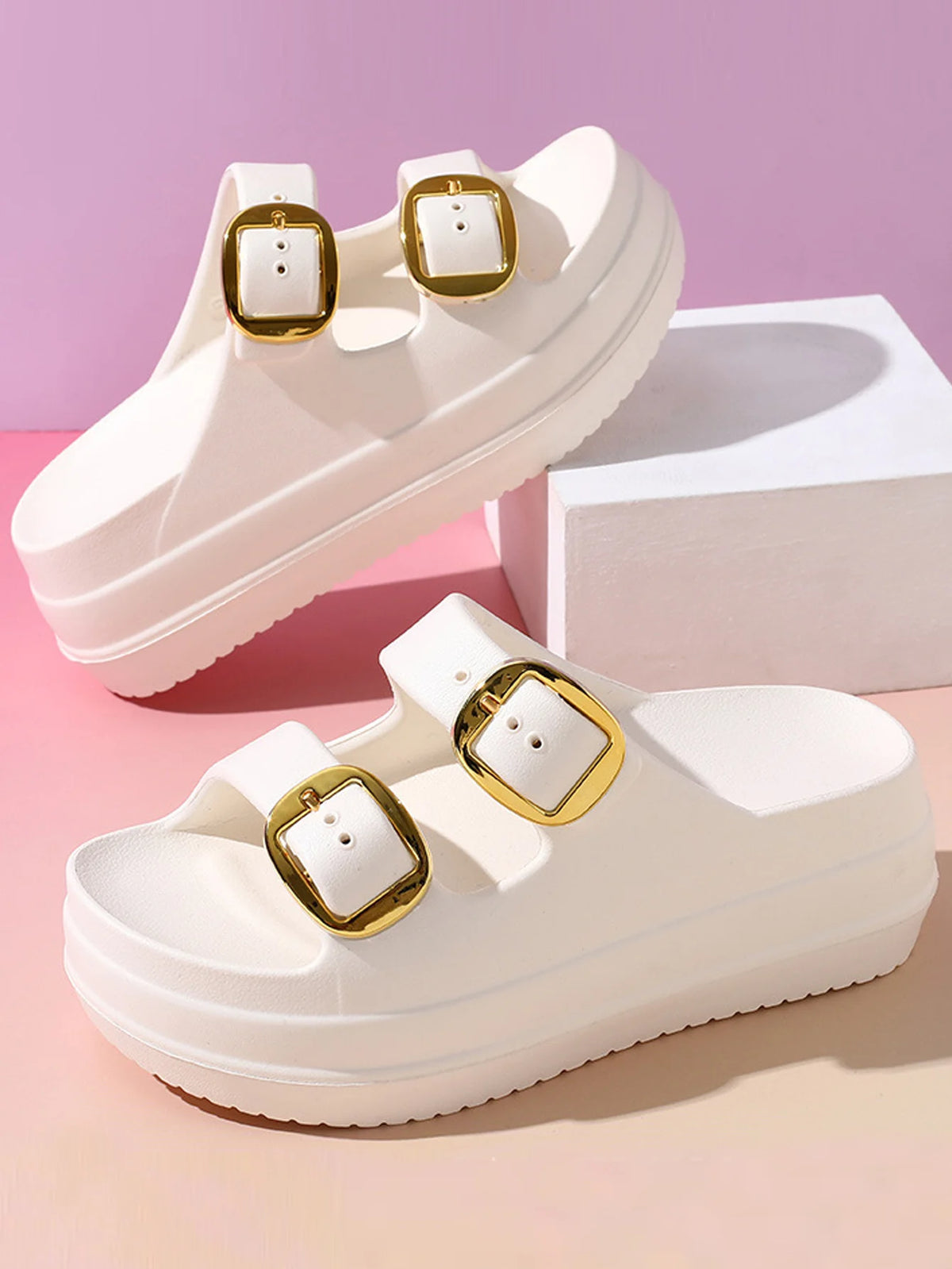 Women's Slippers Solid Color One LineThick Soles Anti Slip and Wear-resistant Fashionable Simple Indoor Outdoor Beach Sandals