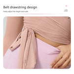 Hearuisavy Summer Women's Yoga Shirt Long Sleeve Sportswear Gym Breathable Quick Dry Sports Top Pilates Dance Ballet Wrap Tops