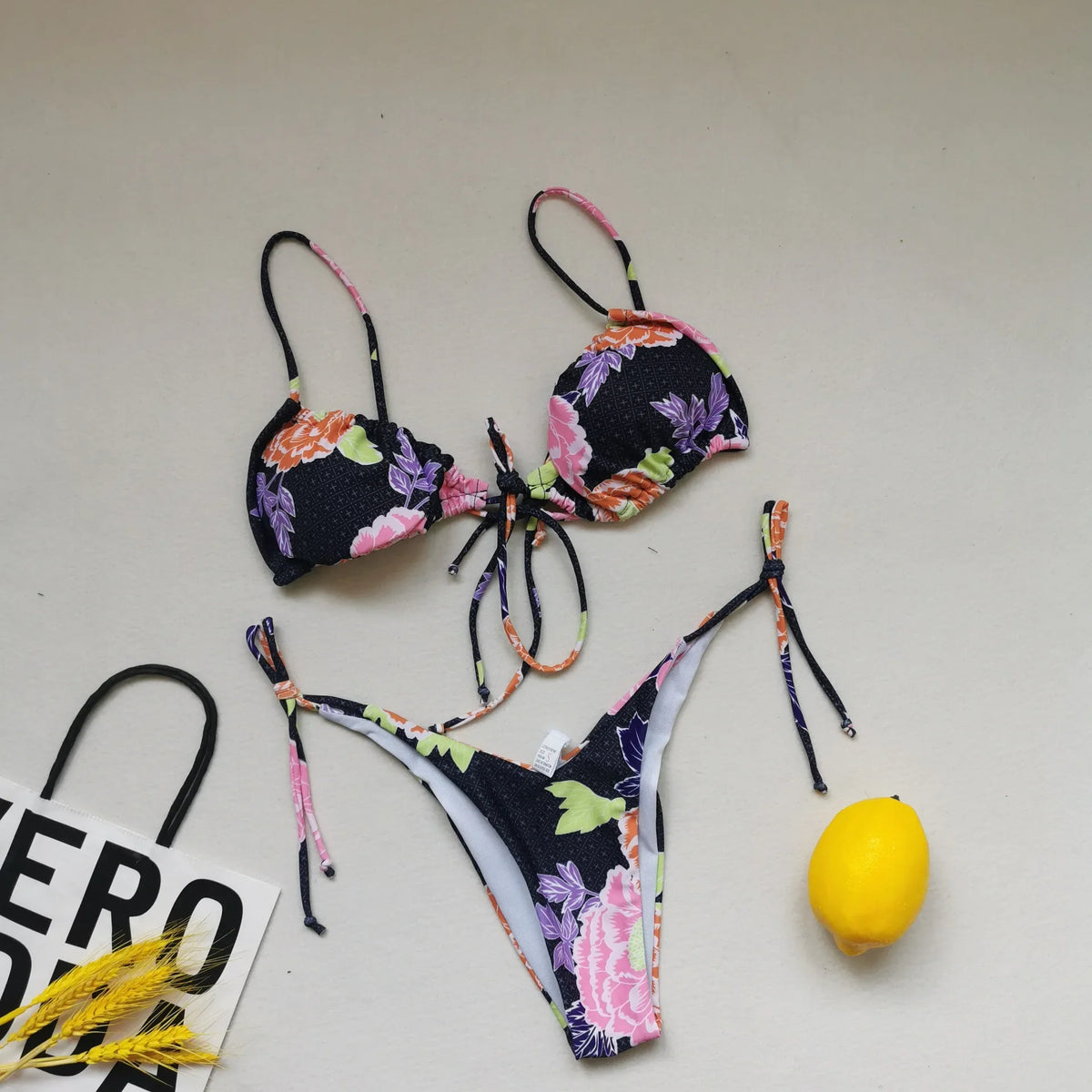 21 Colors New Sexy Bikini Women Solid Leopard Floral Print Swimwear Swimsuit Female Bandage Strap Beach Bikinis Set Bathing Suit