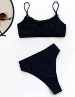 2026 Wrinkled Ruched High Waist Bikini Women Swimsuit Female Swimwear Two Pieces Bikini Set High Cut Bathing Suit Swim Beachwear