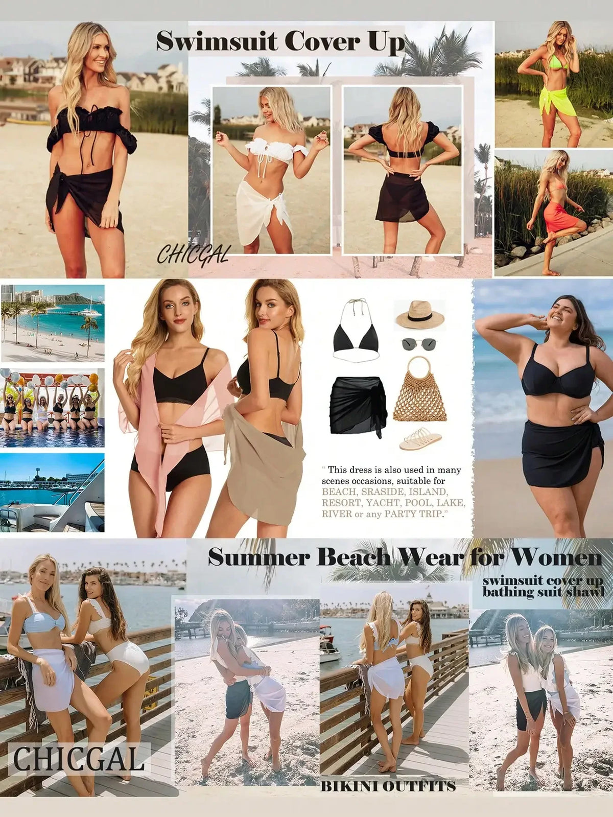 Summer Vacation Bikini Beach Skirt Women Beach Swimming Chiffon Skirt Lightweight Scarf Beach Swimsuit Hoodie Strap Design Sexy