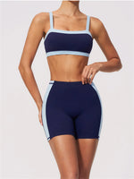 Summer Color Blocking Yoga Suit Women Shockproof Slim Sports Bra High Waist Hip Lift Shorts Gym Running Fitness Sets Tracksuit