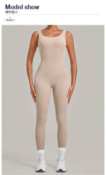Summer Tight Yoga Jumpsuit Women Hollow Out Exposed Back Fitness Clothing Outwear Gym Running Workout Sports One Piece Suits