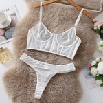 Toucheart 2 Piece Set Sexy Lingerie Set For Women Mesh Micro Perspective Beach Swimsuit Briefs Contrast Color Sexy Lingerie Set