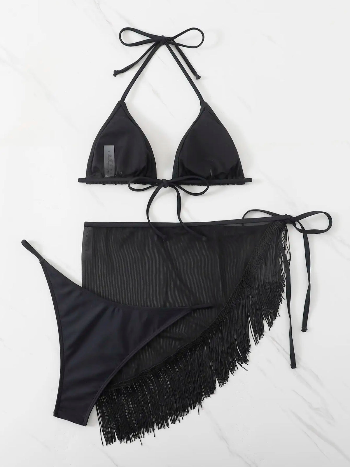 3 Pieces Triangle String Bikini 2026 Women & Tassel Beach Skirt Swimwear Female Sexy Swimsuit Beachwear Bathing Swimming Suit