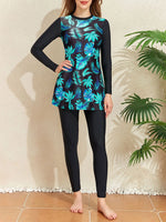 Print Muslim Modest Swimwear Women Swimsuit Burkini Sets Full Cover Islamic Long Sleeve Swimming Suit For Woman Bathing Suits