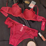 French Lace Ultra Thin Bra Set Women Sexy Mesh Breathable Lingerie Small Breasts 1/2 Cup Push Up Brassiere Comfort Underwear