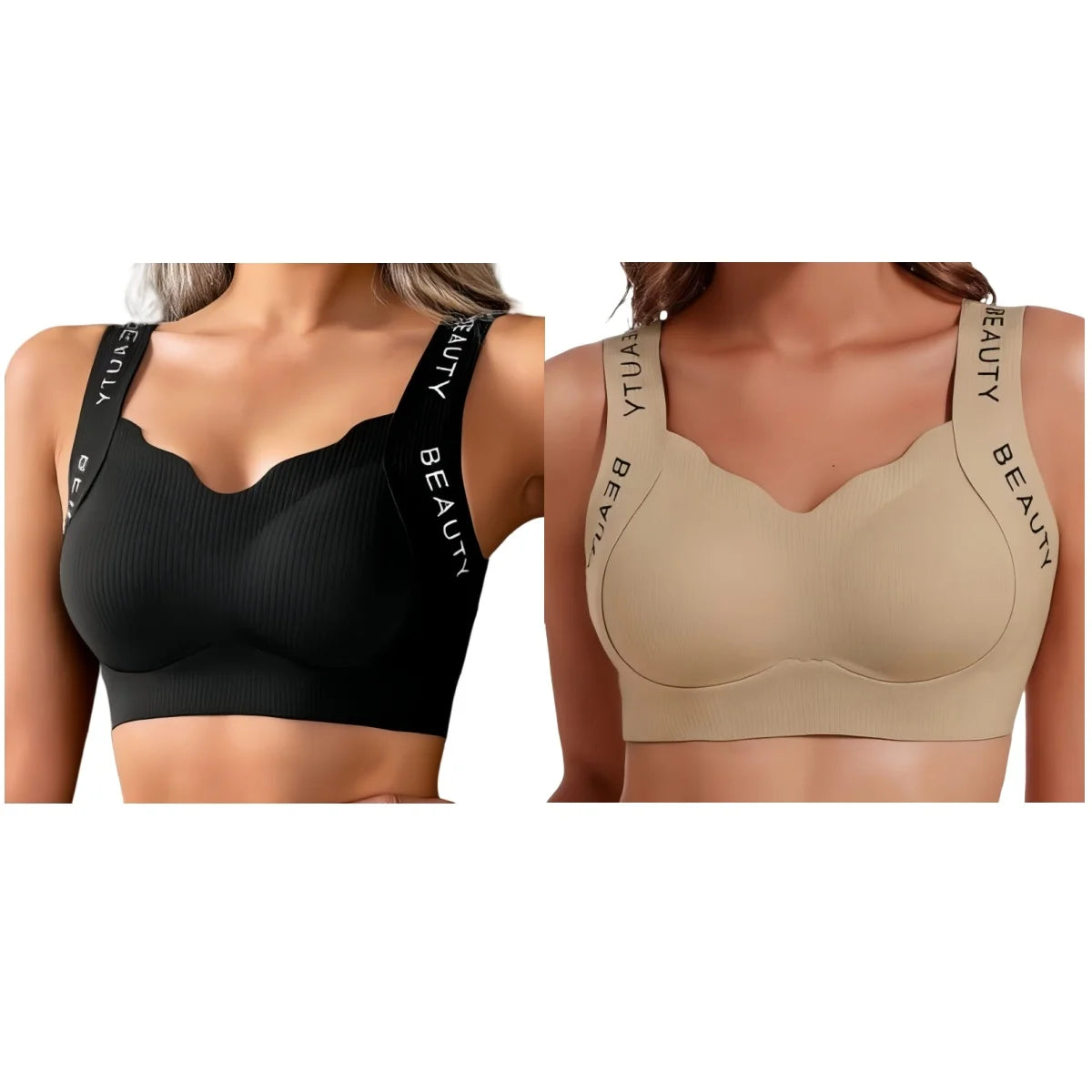 2Pcs/Set Bras Non-wire Push Up V-neck Bra Women Seamless Underwear Padded No Rims Support Brasiere Sexy Lingerie M-3XL