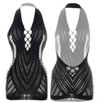 1PC Women Sexy Fishnet Beach Cover Up Sleeveless Hollow Out Bodycon Dress See Through Summer Swimwear