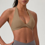 STOUREG Women's High Support Sports Bra Naked Sensation Push Up Backless Removable Pads Yoga Running Gym Tank Top