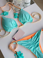 Sexy Solid color Two-piece Triangle Swimwear Women's Swimsuit Braiding rope Bikinis Set Beach Bathing Suit Brazilian Biquinis