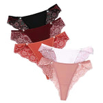 5pcs/Set Low Waist Multi-color Sexy Lace Women's Panties Floral Elegant Sexy Lingerie Breathable Comfort Lady Briefs Underwear