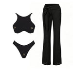 Sexy 3Pcs Swimsuit With Beach Pants Women Bikini Push Up Swimwear Biquini White Swim Suit Micro Bikinis Bathingsuit Beachwear