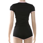 2026 New Women's Sexy Hot Girl Slim Fit Crop Top Shorts Set Solid Color Block High Waist Shorts Two Piece Outfit