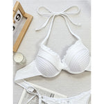 New Halter Frilled Underwired Bra Cup Bikini Women Swimwear Two-Pieces Bikini Set Female Swimsuit Bather Bathing Suit Swim V5837