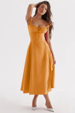 Sexy Low Cut Spaghetti Strap Maxi Dresses For Women Color Flower Printed Chest Wrap Bowknot Leace-up Long Dress Elegant Vestidos