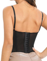Women Lace Corset Tops Sexy Sheer Mesh Spaghetti Strap Fishbone Summer Bustier TopGoing Out Night Club Party Concert Tops