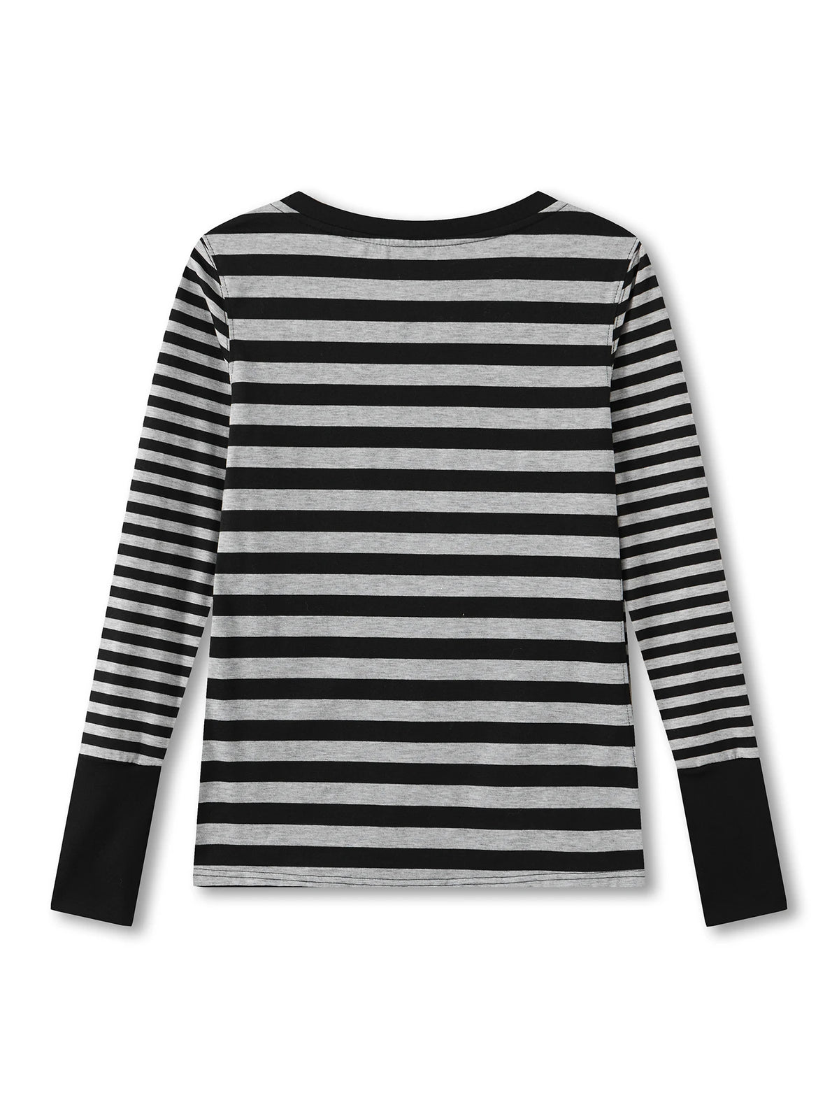 Women Striped Print Long Sleeve Tops Fitted Round Neck Fall T-shirts Casual Streetwear for Daily Office Party
