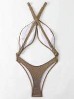 Tummy Cut Out Extreme Micro Thong Female Swimwear One Piece Swimsuit Women Cross Backless Monokini High Cut Bathing Suit Swim