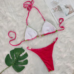 2025 Splicing Halter Velvet Bikini Female Swimsuit Women Brazilian Swimwear Two-pieces Bikini Set High Cut Bathing Suit Swim