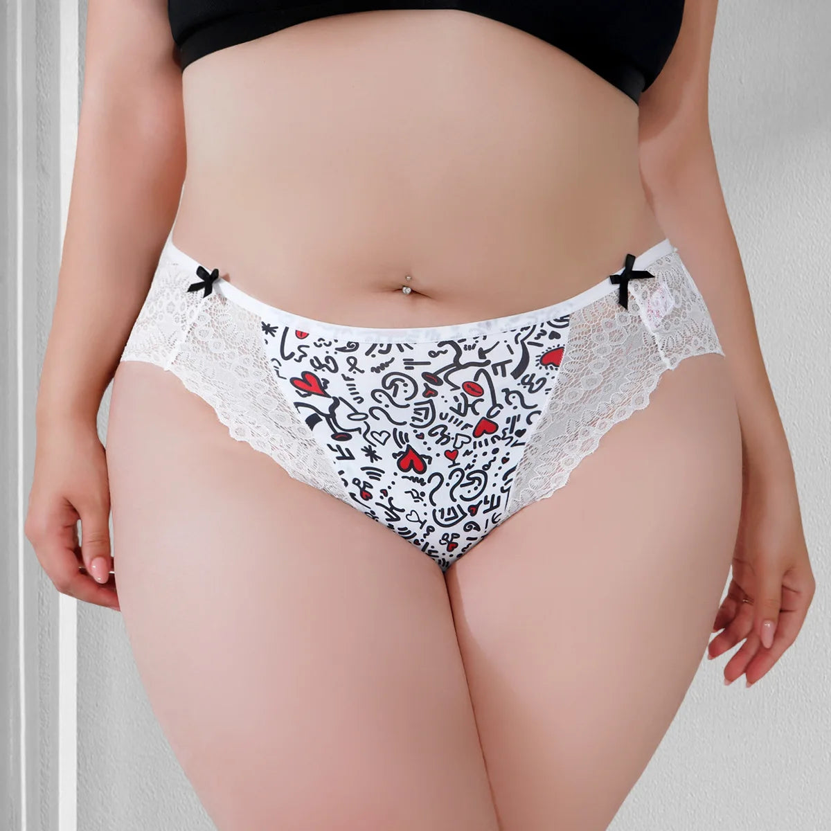 1pcs Plus Size 1XL-4XL Sexy Women Panties Bow Elegant Lady Briefs Mid Waist Female Underpants Breathable Comfortable Underwear
