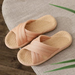 Breathable Cotton Linen Slippers For Women Men Spring Summer House Shoes Anti-slip Solid Color Couples Home Floor Slides