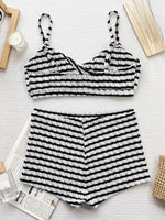 DEKA Sexy Black White Striped Bikinis Set Two Pieces Women Back Tie High Waist Swimsuit Female Bathing Suit Swimwear Biquini