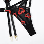 Toucheart Sexy Bra Lingerie 2-piece Set Mesh Transparent Bodysuit Heart Embroidery Lace Hollow Underwear Sexy Bras Body Femme