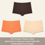 3PCS Women'sCotton Seamless Panties Sports Boxers Underwear Female Solid Color Briefs Cozy Lingerie Intimate Underpants XS-XL