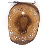 Women Cowboy Hat Creative Curled Straw Hollow Design Ethnic Style Beads Chain Decoration Shade Straw Hat Summer Sun Cap
