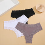 New Lace Seamless Cotton Panties Ribbed Maillard Brazilian Pants LowWaist Women Panties Breathable Girls Underwear Soft Lingerie