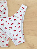 With Mesh Skirt Cherry Printed Bikini Female Swimsuit Women Swimwear Three Pieces Bikini Set Halter Bathing Suit Swim Beachwear
